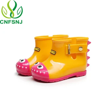 CNFSNJ/новост 2018 г.; Непромокаеми обувки за момчета и момичета; детска Водоустойчива устойчива на плъзгане обувки с динозавром за деца; Желейная обувки за деца за всички сезони