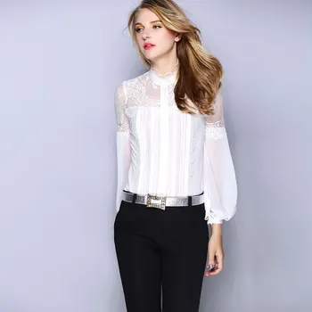 бяла коприна шифоновая блуза, риза 5xl, ежедневни богемные дамски блузи и потници, дамски летни блузи 2019, модерен топ с дантелен завършек, тънък