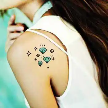 Водоустойчива Временна Татуировка Стикер на тялото диамантена татуировка пръст флаш татуировка фалшиви татуировки за момичета, жени, деца