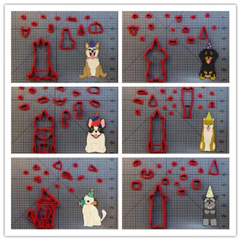 Сладки животни, куче за рождения ден, Шнауцер, Бостън Териер, Shiba-ин, Планинско куче, 3D печатна пластмасова форма за извайване на теста, комплект за рязане на бисквитка