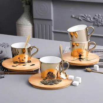 Креативна галванична огледално отразяващи керамични отразяваща чаша по поръчка с покритие чаена чаша следобеден чай чаша комплект съдове за готвене