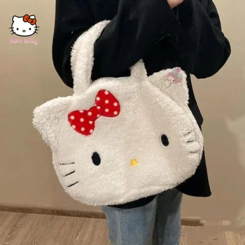 Sanrio Hello Kitty Чанта На Рамото На Жените Кавайная Голямата Голям Училищна Чанта Модна Скъпа Мультяшная Момиче Сърцето Плюшен Подарък Чанта За Момичета