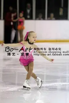 бебешка рокля на леда за състезания, рокля за по ски за момичета, детски рокля за каране на кънки на лед, розово, безплатна доставка