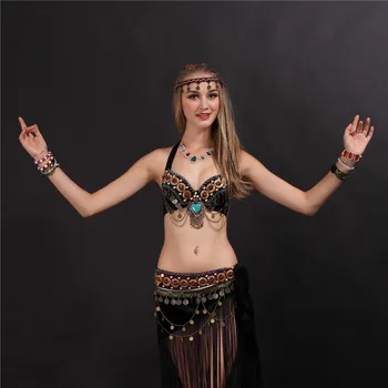 Костюм за танци в племенно стил, 2 снимки, сутиен и пола 34б/c, 36b/c, 38b/c, костюм е черен на цвят, поли, дамски дрехи