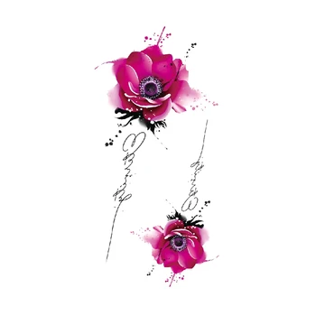 Временни Татуировки Етикети Розови Цветя Английски азбука Дизайн на Бижута Фалшиви Татуировки Водоустойчив Татуировки Ръка Голям Размер за Жени