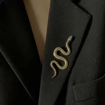 Нова метална брошка във формата на змия в ретро стил с животни, темпераментна мъжки и женски костюм, аксесоари за якета, жени, украса за студена windbreakers