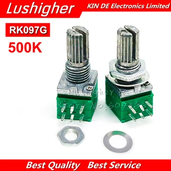 10шт RK097G 500K Односвязный Потенциометър B500K С Ключа Аудио 6pin Вал 15 мм Усилвател на Мощност Уплътнителен Потенциометър