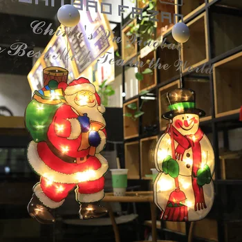 Коледна Led Декоративни Светлини Коледен Снежен Човек Лосове Моделиране Светлини Украса На Прозореца Издънка На Светлините На Празничната Украса