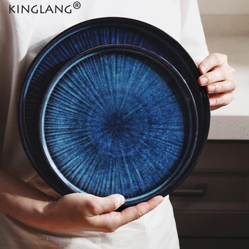 Kinglang Керамична Чиния Нов Цвят С Основна Чиния Японски Ресторант Чиния Пържола За Съдове 2 Размера
