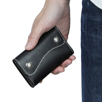 Чанта за ключове от естествена кожа растително дъбени AETOO за домашни врати с мулти-чантата с карта, кожена чанта за ключове, чанта за ключовете от колата